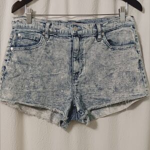 CP Jeans Acid Wash High waisted mom style mini shorts Raw Hem Size 30/11